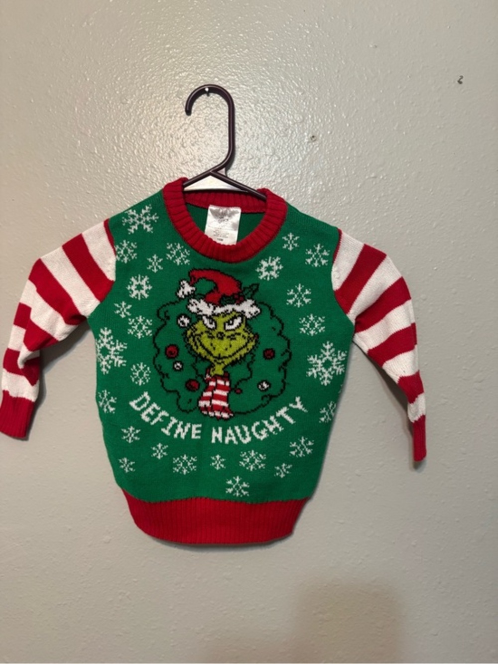 Kids Green Grinch Holiday Sweater - Define Naughty
